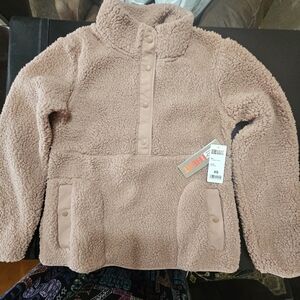 WOMEN'S COZY SHERPA SNAP MOCK TOP - BURLWOOD / XS